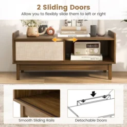 Costway Coffee Table Mid Century Modern Coffee Table With Storage Weaving Rattan Sliding Doors Adjustable Shelf 13 Costway Coffee Table Mid Century Modern Coffee Table With Storage Weaving Rattan Sliding Doors Adjustable Shelf -Baxton Studio Shop GUEST 18fd509f b6dc 4096 bd4e 8b569a1e2bfc