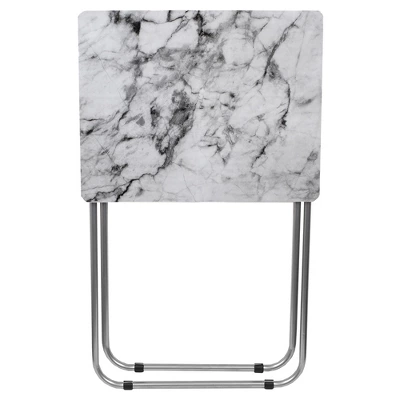 Home Basics Marble Multi-Purpose Foldable Table, Grey/White 6 Home Basics Marble Multi-Purpose Foldable Table, Grey/White - Image 6