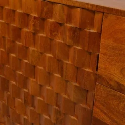 2 Door Honeycomb Design Wooden TV Console With 3 Drawers Walnut Brown - The Urban Port -Baxton Studio Shop GUEST 19120bc9 0d45 434d 8a8f 39acb6b5395f