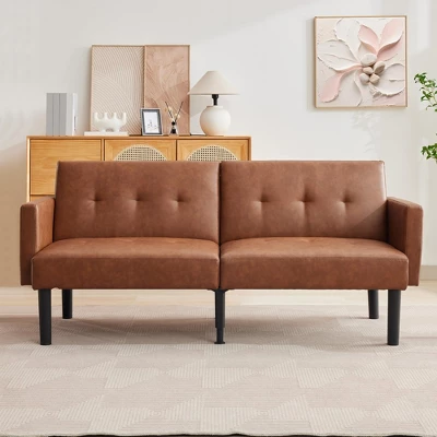 GustoWave 75.5" Convertible Futon Sofa Bed, Soft Upholstered Futon Couch, Fabric Sleeper Sofa With Adjustable Backrest 9 GustoWave 75.5" Convertible Futon Sofa Bed, Soft Upholstered Futon Couch, Fabric Sleeper Sofa With Adjustable Backrest - Image 9