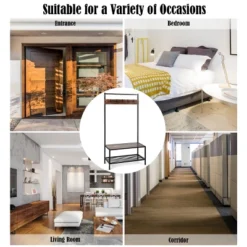 COSTWAY 3 In 1 Industrial Coat Rack Shoe Bench Entryway Hall Tree Storage Shelf W/ Hooks 15 COSTWAY 3 In 1 Industrial Coat Rack Shoe Bench Entryway Hall Tree Storage Shelf W/ Hooks -Baxton Studio Shop GUEST 194d829e 9206 4017 a9b4 744a010879f9