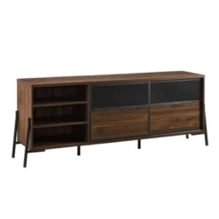 Modern Industrial Metal Mesh Sliding Door TV Stand For TVs Up To 80" Dark Walnut - Saracina Home 7 Modern Industrial Metal Mesh Sliding Door TV Stand For TVs Up To 80" Dark Walnut - Saracina Home -Baxton Studio Shop GUEST 19576ed8 6a11 4615 a839 c8528b30ba26