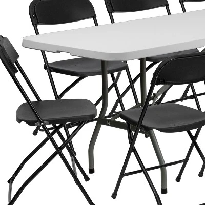 Flash Furniture 8' Bi-Fold Granite White Plastic Event/Training Folding Table Set With 10 Folding Chairs 5 Flash Furniture 8' Bi-Fold Granite White Plastic Event/Training Folding Table Set With 10 Folding Chairs - Image 5