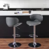 Set Of 2 Curved Form Fitting Adjustable Bonded Leather Barstool Dark Gray - CorLiving