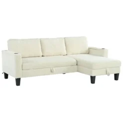 82.5"W Modern L-Shaped Sectional Sofa With Storage Chaise, Cup Holders And USB Ports, Corduroy Upholstered Fabric Sofa Couch - ModernLuxe -Baxton Studio Shop GUEST 1a38f8bb 9f3d 438a 95c4 e535cf70912d