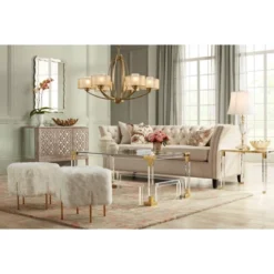 55 Downing Street Modern Cast Acrylic Accent Side End Table 23 1/2" X 24" Clear Gold Spaces Living Room Bedroom Bedside Entryway -Baxton Studio Shop GUEST 1a49bb01 aad3 43e3 8386 99130ed13ff9