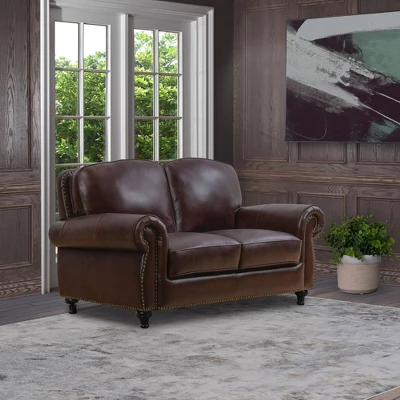 Hobson Leather Loveseat - Abbyson Living 3 Hobson Leather Loveseat - Abbyson Living - Image 3