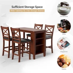 Costway 5PCS Pub Dining Table Set W/ Storage Shelves&4 Upholstered Chairs Walnut 12 Costway 5PCS Pub Dining Table Set W/ Storage Shelves&4 Upholstered Chairs Walnut -Baxton Studio Shop GUEST 1aa5ceef c99c 4f4c 85db 6eb75d15ad87