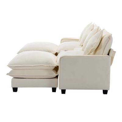 111" Sectional Sofa With 2 Removable Ottoman, Chenille Upholstered Sofa With 2 USB Ports, 2 Cup Holders And Large Storage Box 4A - ModernLuxe 7 111" Sectional Sofa With 2 Removable Ottoman, Chenille Upholstered Sofa With 2 USB Ports, 2 Cup Holders And Large Storage Box 4A - ModernLuxe - Image 7