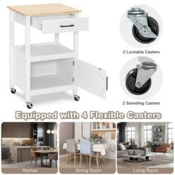 Costway Rolling Kitchen Island Cart On Wheels Bar Serving Trolley W/Drawer Cabinet BlackWhite -Baxton Studio Shop GUEST 1adcc6c3 5798 4bce 842f 128193f1bd89