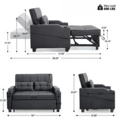 Karl Home |Tufted Upholstered Cat's ClaWide Leather Sleeper Sofa Bed -Baxton Studio Shop GUEST 1ae9f3c9 15d9 49a3 9619 435fe8b96f33