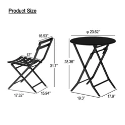 3 Piece Patio Bistro Set Of Foldable Round Table And Chairs -Baxton Studio Shop GUEST 1b795fb4 f016 45fe aae1 9dc959067b9c