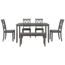 6-Piece Farmhouse Rustic Wooden Dining Table Set With 4 Cross Back Chairs And Bench - ModernLuxe 14 6-Piece Farmhouse Rustic Wooden Dining Table Set With 4 Cross Back Chairs And Bench - ModernLuxe -Baxton Studio Shop GUEST 1b845443 498a 4b1b a4d3 35b066833268