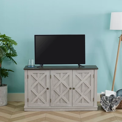 Saw Cut TV Stand For TVs Up To 55" Off White - Home Essentials 1 Saw Cut TV Stand For TVs Up To 55" Off White - Home Essentials