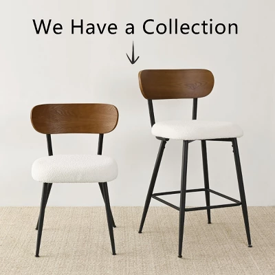 Dining Chairs Set Of 4, Armless Side Chairs With Black Metal Legs, Cream Boucle Seats And Curved Backrest For Dining Room-Maison Boucle 8 Dining Chairs Set Of 4, Armless Side Chairs With Black Metal Legs, Cream Boucle Seats And Curved Backrest For Dining Room-Maison Boucle - Image 8