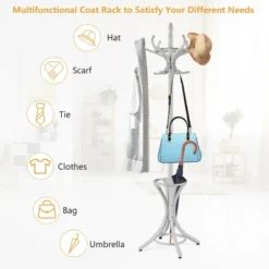 Costway Wood Standing Hat Coat Rack Jacket Bag Hanger Tree W/12 Hooks & Umbrella Stand 15 Costway Wood Standing Hat Coat Rack Jacket Bag Hanger Tree W/12 Hooks & Umbrella Stand -Baxton Studio Shop GUEST 1baa0de7 3f4a 47e7 98ea 3668c3f7f52c