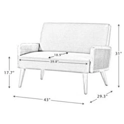 Criss Velvet Loveseat Rattan Armrest 2-Seater Tufted Back Sofa Contemporary Loveseat For Living Room | Karat Home -Baxton Studio Shop GUEST 1bed6b2c f8e9 4342 ab0a bc7cb9dc7783