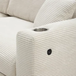 134"W Oversized Corduroy Sectional Sofa, L Shaped Sofa Couch With USB Charging Port, Cup Holder 4B -ModernLuxe -Baxton Studio Shop GUEST 1c933f74 642a 4b6a 9ac8 52d55afaa30b