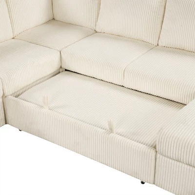 U-Shaped Modular Sofa With Storage Lounge Chair, 6-Seater Oversized Sofa With USB Interface - ModernLuxe 13 U-Shaped Modular Sofa With Storage Lounge Chair, 6-Seater Oversized Sofa With USB Interface - ModernLuxe - Image 13