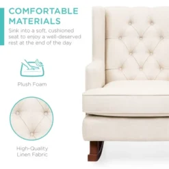 Best Choice Products Rocking Accent Chair, Tufted Upholstered Wingback For Home, Nursery W/ Wood Frame -Baxton Studio Shop GUEST 1cefdf21 a32b 42af 9594 eeefdf08c09b