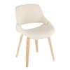 LumiSource Set Of 2 Fabrico Dining Chairs Natural/Cream : Upholstered, Wood Frame, Foam Filled, Contemporary Style