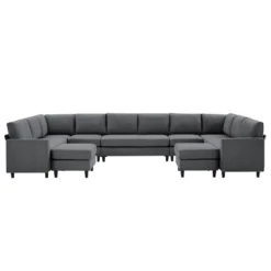 Hyleory Spacious 12-Seater U-Shaped Modular Sofa With Ottomans,Relaxed Style, Reconfigurable Design -Baxton Studio Shop GUEST 1d24e9ac 10d1 44db b0f1 df356240d0ac