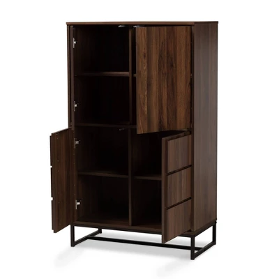 Neil Wood And Metal Storage Cabinet Brown/Black - Baxton Studio 1 Neil Wood And Metal Storage Cabinet Brown/Black - Baxton Studio