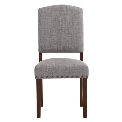 Set Of 2 Iverson Nailhead Trim Brown Finish Linen Side Chairs - Inspire Q 2 Set Of 2 Iverson Nailhead Trim Brown Finish Linen Side Chairs - Inspire Q - Image 2