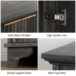 Fluted Buffet Sideboard, Adjustable Shelf Storage, Coffee Bar Cabinet For Kitchen/Living Room/Hallway, White/Oak/Dark Oak -Baxton Studio Shop GUEST 1d4e4e11 474e 4205 ba93 77f3e4d28924