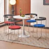 Folding Dining Chair Upholstered Dinner Chair Armchair With Padded Seat&Chrome Frame, Blue/Red - Modernluxe