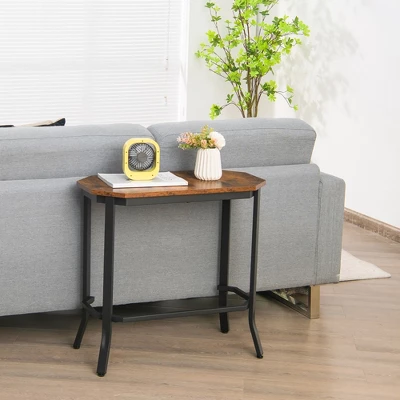 Costway Narrow End Side Sofa Table Stable Steel Frame For Living Room Bedroom Brown 2 Costway Narrow End Side Sofa Table Stable Steel Frame For Living Room Bedroom Brown - Image 2