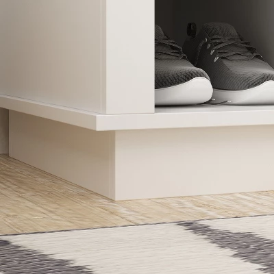 FUFU&GAGA White Hall Tree With Storage - Entryway Organizer With Hooks, Shelves, And Cubbies 6 FUFU&GAGA White Hall Tree With Storage - Entryway Organizer With Hooks, Shelves, And Cubbies - Image 6