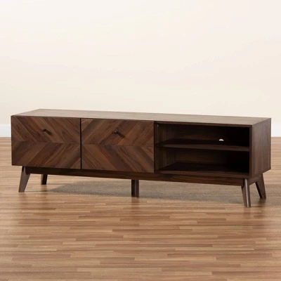 Hartman Wood TV Stand For TVs Up To 60" Walnut Brown - Baxton Studio 7 Hartman Wood TV Stand For TVs Up To 60" Walnut Brown - Baxton Studio - Image 7