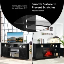 Costway 59'' TV Stand Media Center Console Cabinet W/ Barn Door For TV's 65'' NaturalBlackCoffee 17 Costway 59'' TV Stand Media Center Console Cabinet W/ Barn Door For TV's 65'' NaturalBlackCoffee -Baxton Studio Shop GUEST 1dcaeca3 0fa1 447c 9450 10c34b0915bb