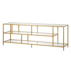 70" Metal Brass Streamlined TV Stand With Glass Shelves - Henn&Hart -Baxton Studio Shop GUEST 1dd0f5ca 0691 4e82 bb2e 86b297690b6d