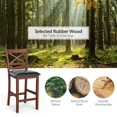 Costway 5PCS Pub Dining Table Set W/ Storage Shelves&4 Upholstered Chairs Walnut 6 Costway 5PCS Pub Dining Table Set W/ Storage Shelves&4 Upholstered Chairs Walnut - Image 6