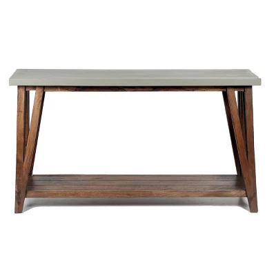 52" Brookside Console Media Table Concrete Coated Top And Wood Light Gray/Brown - Alaterre Furniture 1 52" Brookside Console Media Table Concrete Coated Top And Wood Light Gray/Brown - Alaterre Furniture
