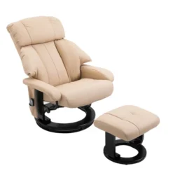 HOMCOM Recliner With Ottoman Footrest, Recliner Chair With Vibration Massage, Faux Leather And Swivel Wood Base For Living Room And Bedroom 10 HOMCOM Recliner With Ottoman Footrest, Recliner Chair With Vibration Massage, Faux Leather And Swivel Wood Base For Living Room And Bedroom -Baxton Studio Shop GUEST 1e0ca9c0 2fb2 44f4 8ca2 718522bbbbb6