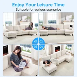 Mjkone 110" U-Shaped Sectional Sofa Couches With Double Chaises And Sleepable Armrests,Corduroy Upholstered 4-Seater Sofa -Baxton Studio Shop GUEST 1e13ce54 1667 433a a35d 9a375e501431