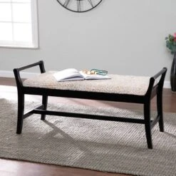 Trentwood Coastal 44.25" Water Hyacinth Bench Whitewashed/Black - Aiden Lane -Baxton Studio Shop GUEST 1e2b0d03 347b 4456 b2fb efae65cb37fe