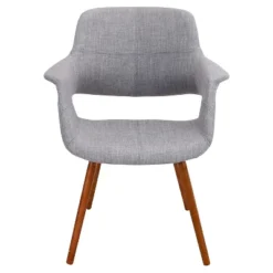Vintage Flair Mid Century Modern Walnut Wood Legged Dining Chair Polyester/Light Gray - LumiSource -Baxton Studio Shop GUEST 1e6e36c4 114d 4a80 9eac a96cbff30c12