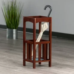 Rex Umbrella Stand With Metal Tray Walnut/Metal - Winsome -Baxton Studio Shop GUEST 1e8a10a8 c951 4f22 ad57 b4ecb0ad74ff