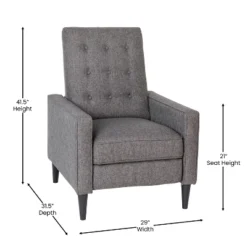 Emma And Oliver Jules Mid-Century Modern Button Tufted Upholstered Easy Pushback Recliner With Wooden Legs -Baxton Studio Shop GUEST 1e9fe293 37c1 41e4 bc5d 6f1f0e34fede