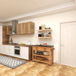 Coastal Wood Kitchen Cart Brown - Olivia & May -Baxton Studio Shop GUEST 1eb14305 08f9 48c8 84a8 5ebdfbf156f3