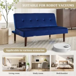 ModernLuxe Low Upholstered Sofa Bed Sleeper Sofa Recliner With Adjustable Backrest & Charging Port, Gray/Blue/Coffee/Pink -Baxton Studio Shop GUEST 1f39606f 40e7 451d bf9d f835433f6fa8