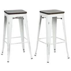 Set Of 2 30" Emil Square Counter Height Barstools - Carolina Chair & Table -Baxton Studio Shop GUEST 1f496402 68f2 4129 b8fb 7f21384b4430