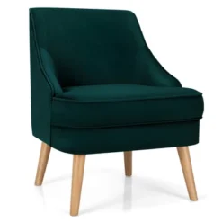 Costway Accent Chair Velvet Upholstered Single Sofa With Rubber Wood Legs PinkGreenGrey -Baxton Studio Shop GUEST 1f8414f5 16ac 4672 b143 d9b01b0046ce