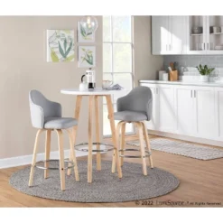 29" Ahoy Metal/Wood Counter Height Table Chrome/White - LumiSource -Baxton Studio Shop GUEST 1fd53d33 d28c 4474 adb8 c8f3b0cecead