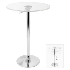Adjustable Bar Table Acrylic/Silver/Clear - LumiSource