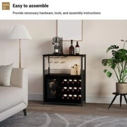 Farmhouse Wine Bar Cabinet With Lights Detachable Wine Rack And Storage Cabinet Kitchen Buffet Cabinet With Glass Holder And Door Buffet Sideboard -Baxton Studio Shop GUEST 20547783 7f1e 4388 b6ed fcc29d51d0dd